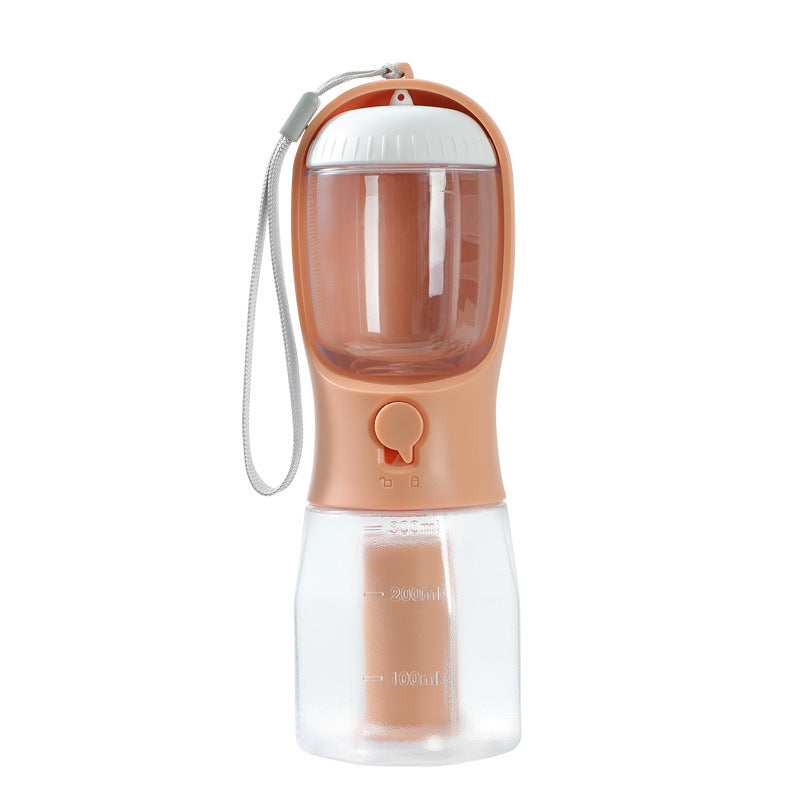 3-in-1 Portable Dog Water Bottle – Drinking Cup, Food Container & Poop Bag Holder