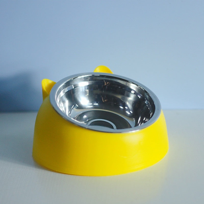 Elevated Double Cat Bowl – Stainless Steel Tilted Feeder for Neck Support