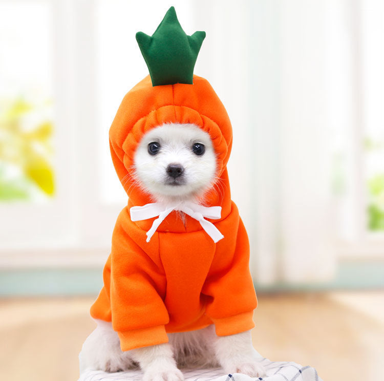Cute Fruit Dog Hoodie Winter Warm Fleece Pet Clothes for Small Dogs Cats Chihuahua French Bulldog Puppy Costume Coat