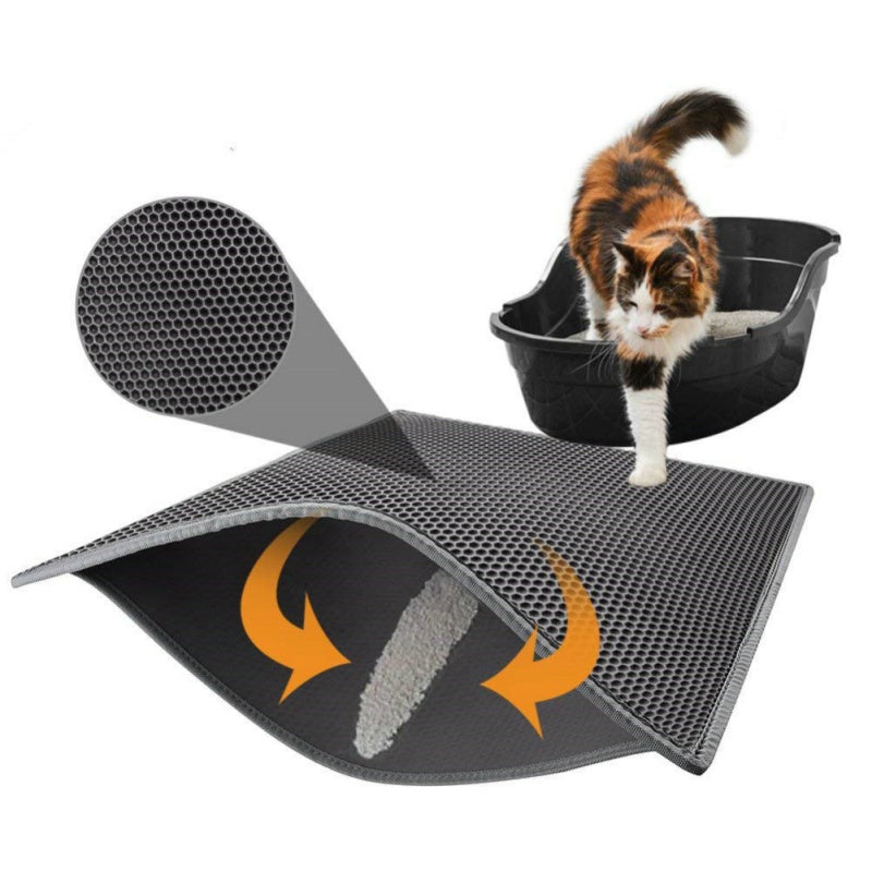 Honeycomb Cat Litter Mat – Waterproof & Urine-Proof Double Layer Cat Pad, Anti-Tracking Pet Litter Trap