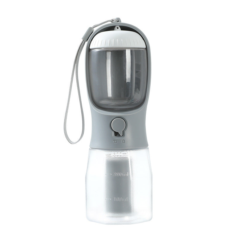 3-in-1 Portable Dog Water Bottle – Drinking Cup, Food Container & Poop Bag Holder