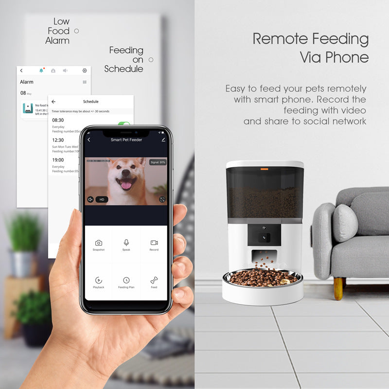 Smart Pet Feeder with Camera – WiFi Automatic Cat & Dog Feeder with App Control