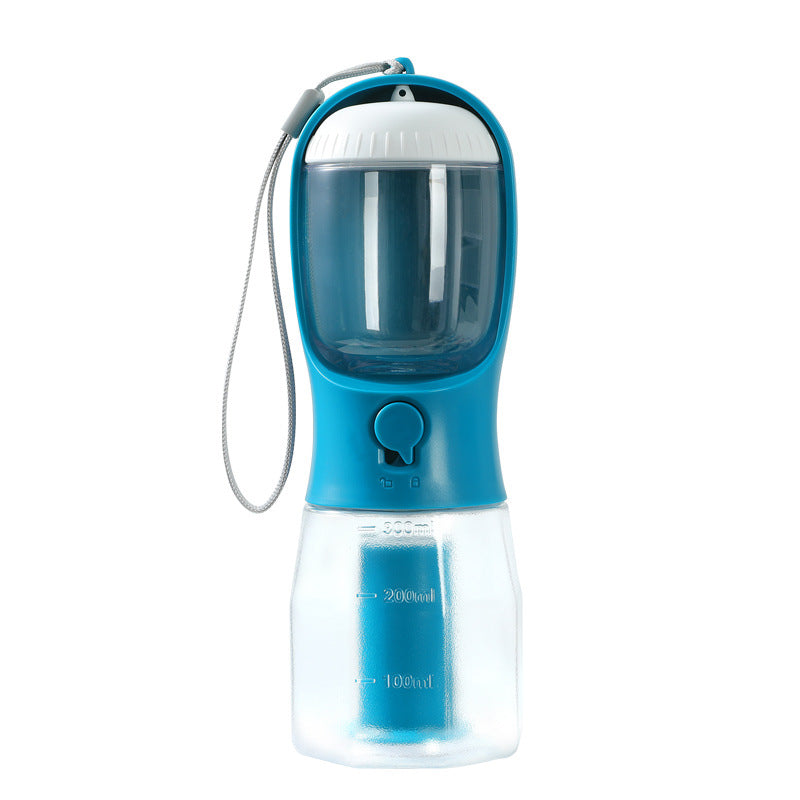 3-in-1 Portable Dog Water Bottle – Drinking Cup, Food Container & Poop Bag Holder