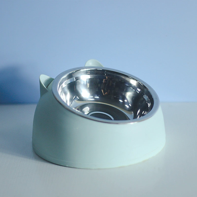 Elevated Double Cat Bowl – Stainless Steel Tilted Feeder for Neck Support
