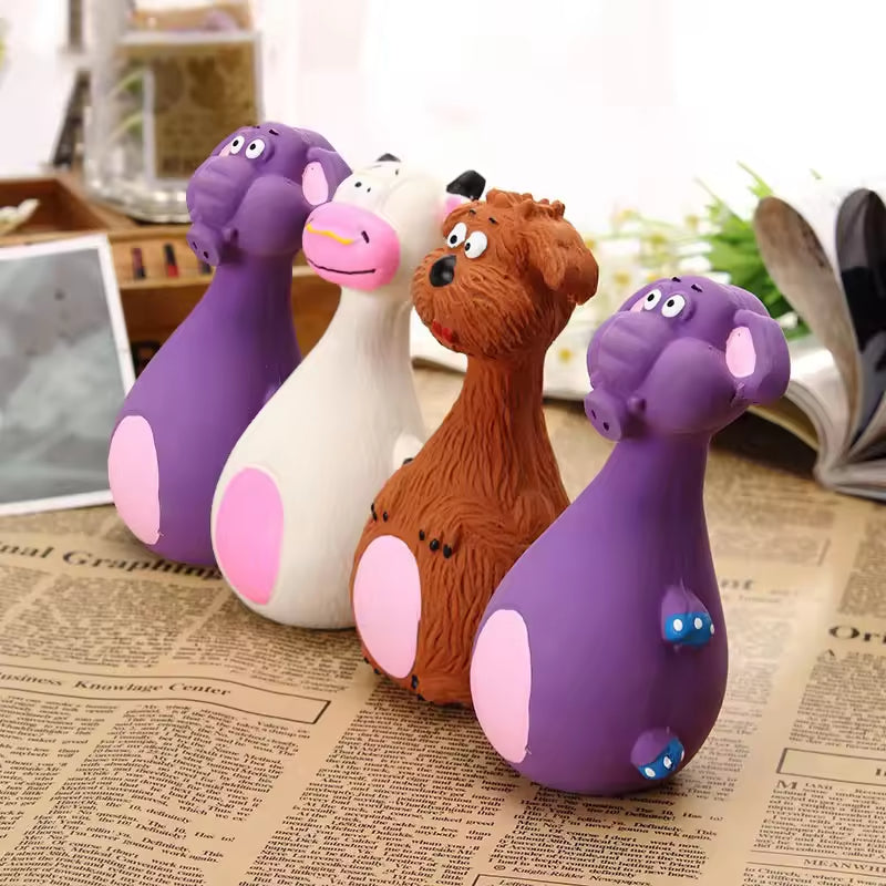 4pcs Dog Chew Toys Latex Squeaky Interactive Toys for Puppies Dental Health Teething Bite Resistant Pet Toys Set
