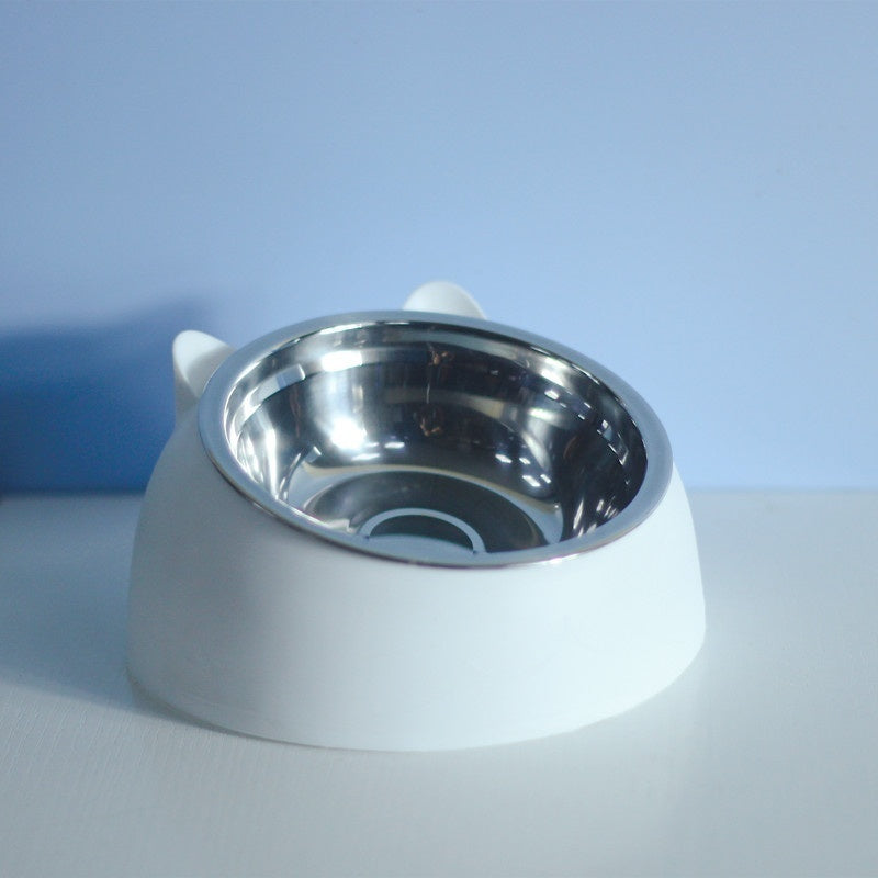 Elevated Double Cat Bowl – Stainless Steel Tilted Feeder for Neck Support