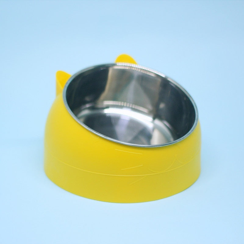 Elevated Double Cat Bowl – Stainless Steel Tilted Feeder for Neck Support