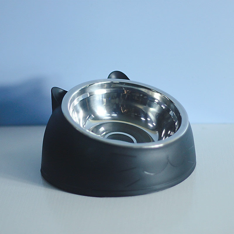 Elevated Double Cat Bowl – Stainless Steel Tilted Feeder for Neck Support