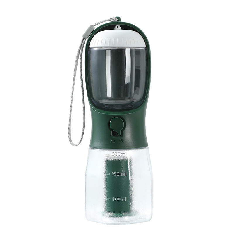 3-in-1 Portable Dog Water Bottle – Drinking Cup, Food Container & Poop Bag Holder