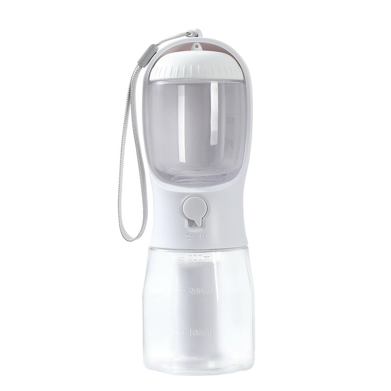 3-in-1 Portable Dog Water Bottle – Drinking Cup, Food Container & Poop Bag Holder