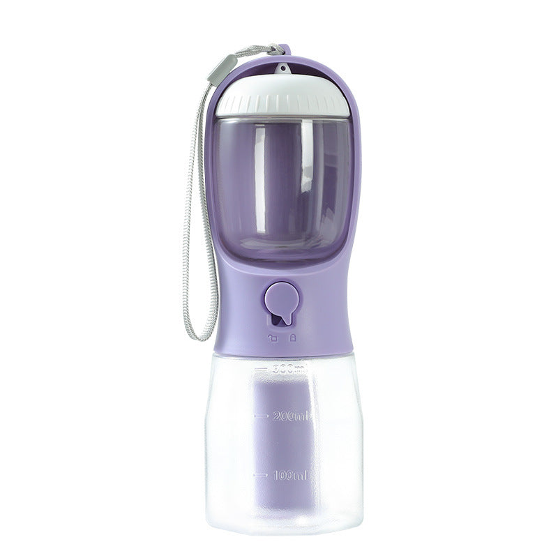 3-in-1 Portable Dog Water Bottle – Drinking Cup, Food Container & Poop Bag Holder