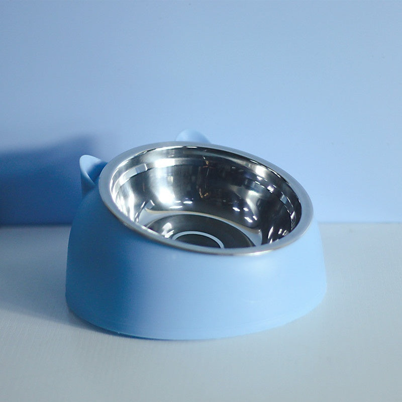 Elevated Double Cat Bowl – Stainless Steel Tilted Feeder for Neck Support
