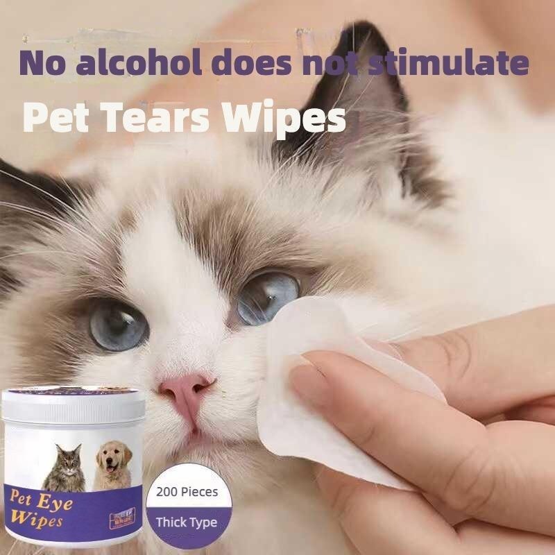 Pet Eye Wipes – 200 Count Tear Stain Remover for Dogs & Cats (Gentle & Hypoallergenic)