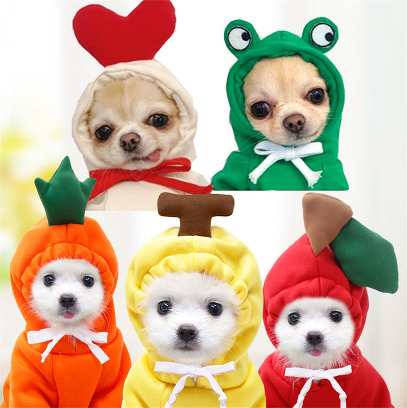 Cute Fruit Dog Hoodie Winter Warm Fleece Pet Clothes for Small Dogs Cats Chihuahua French Bulldog Puppy Costume Coat