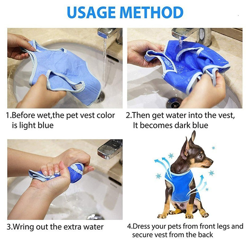 Dog Cooling Vest Summer Heat Relief Pet Clothes for Dogs & Cats Breathable Cooling Jacket for Small Dogs Puppy Outdoor Wear