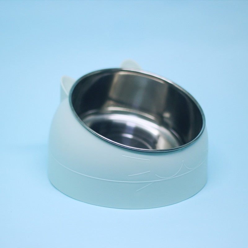 Elevated Double Cat Bowl – Stainless Steel Tilted Feeder for Neck Support