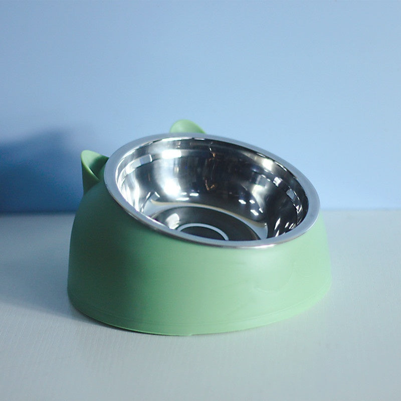 Elevated Double Cat Bowl – Stainless Steel Tilted Feeder for Neck Support