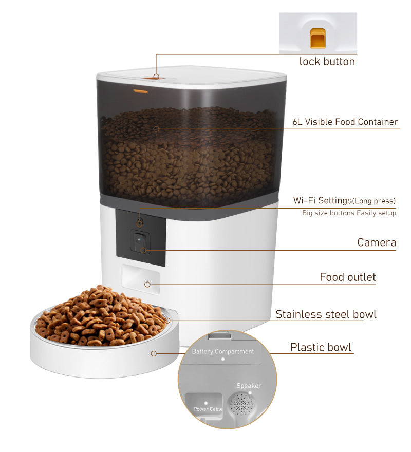 Smart Pet Feeder with Camera – WiFi Automatic Cat & Dog Feeder with App Control