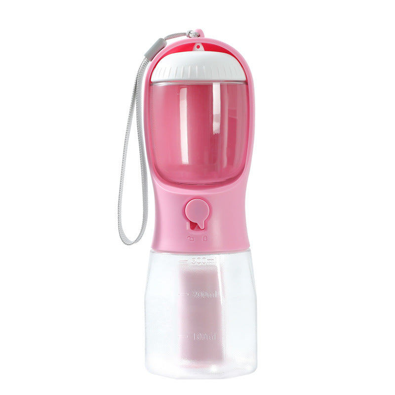3-in-1 Portable Dog Water Bottle – Drinking Cup, Food Container & Poop Bag Holder