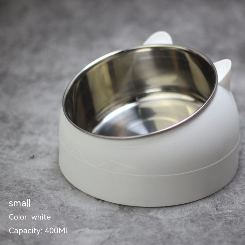 Elevated Double Cat Bowl – Stainless Steel Tilted Feeder for Neck Support