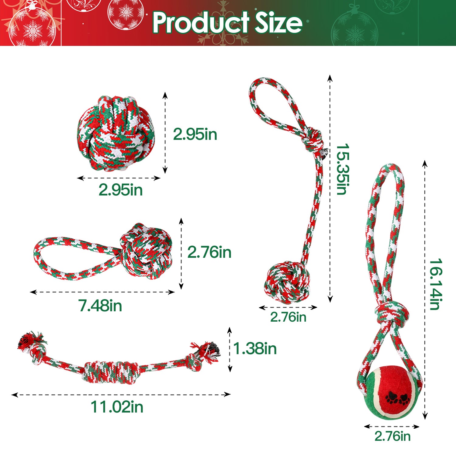 Set of 5 Christmas Dog Rope Chew Toys Interactive Pet Toy Set for Puppies Small Medium Large Dogs Aggressive Chewers Training Teething Toys
