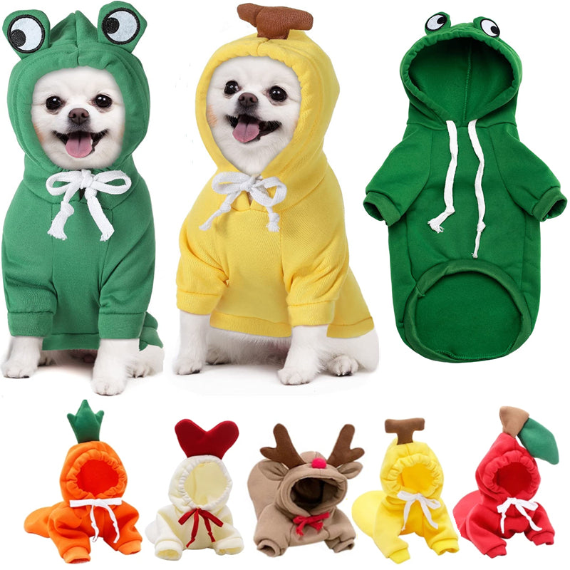 Cute Fruit Dog Hoodie Winter Warm Fleece Pet Clothes for Small Dogs Cats Chihuahua French Bulldog Puppy Costume Coat
