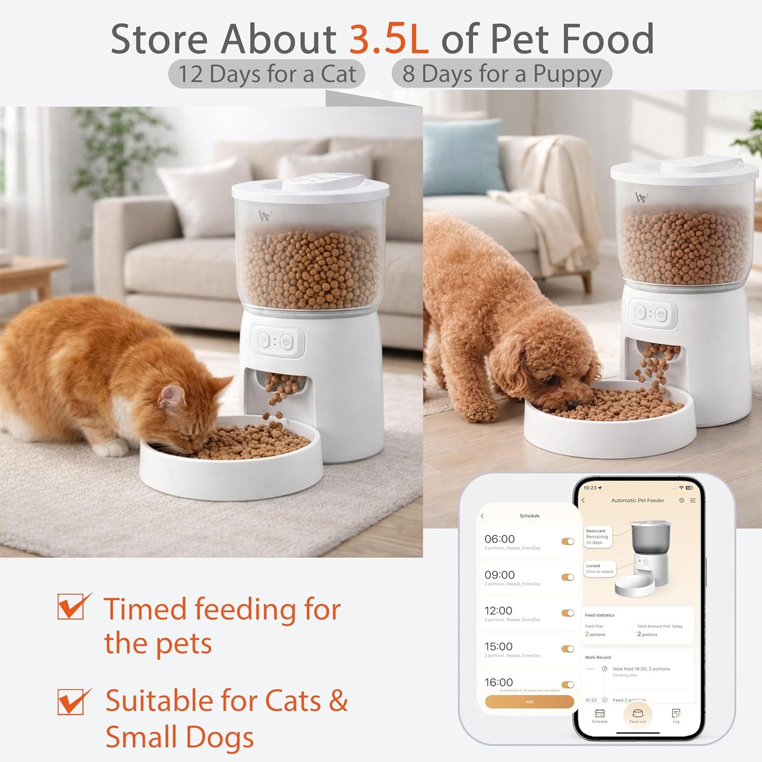 WiFi Automatic Cat Feeder – App Controlled Timed Pet Food Dispenser with Portion Control