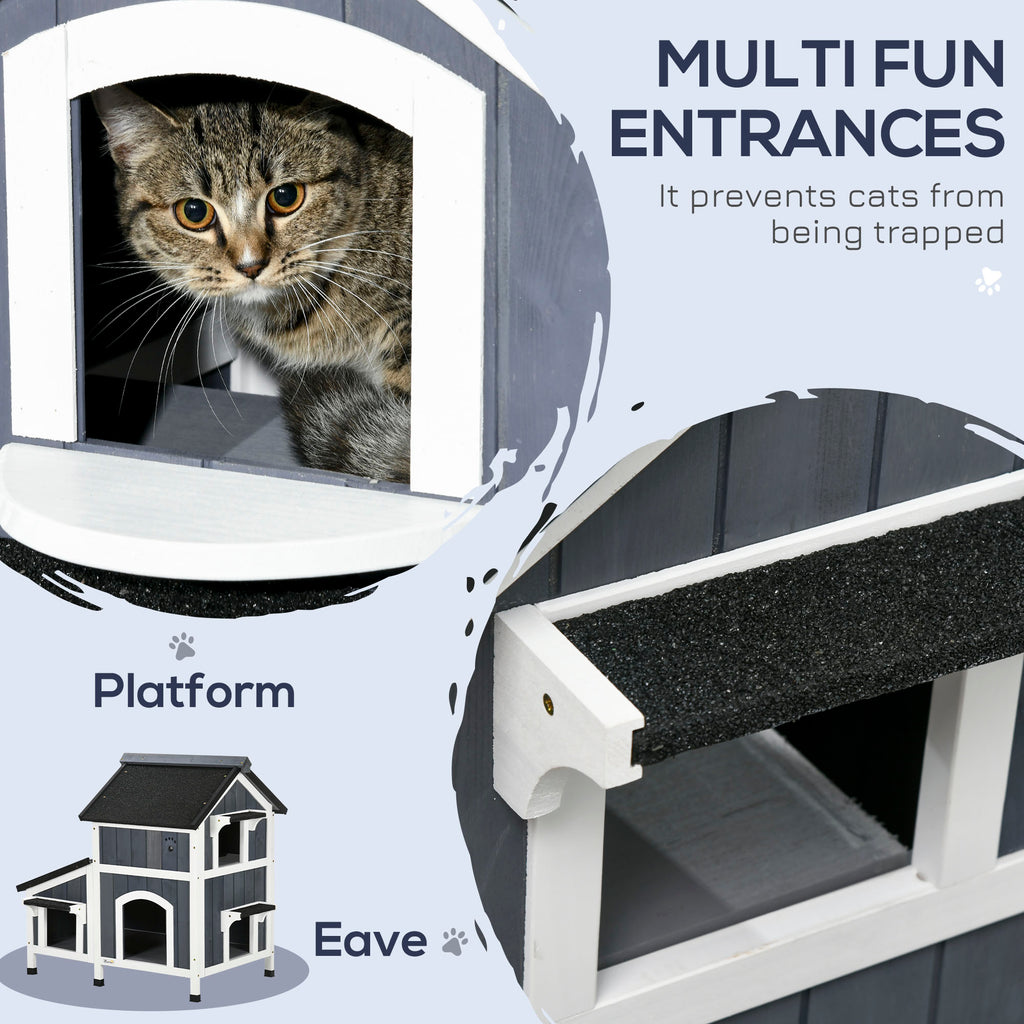 Outdoor Cat House – Weatherproof Cat Shelter with Garden Bed & Multiple Entrances