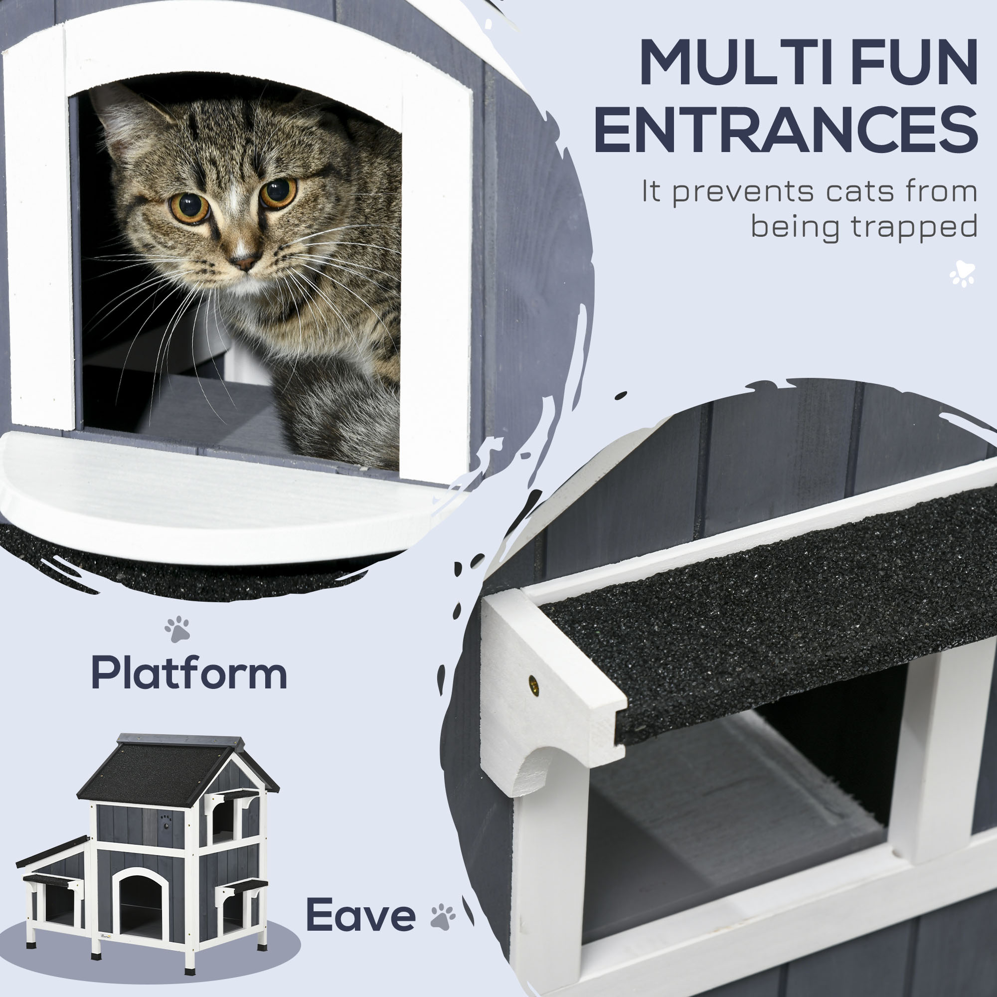 Outdoor Cat House – Weatherproof Cat Shelter with Garden Bed & Multiple Entrances