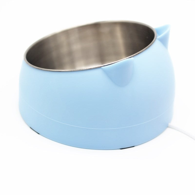 Elevated Double Cat Bowl – Stainless Steel Tilted Feeder for Neck Support