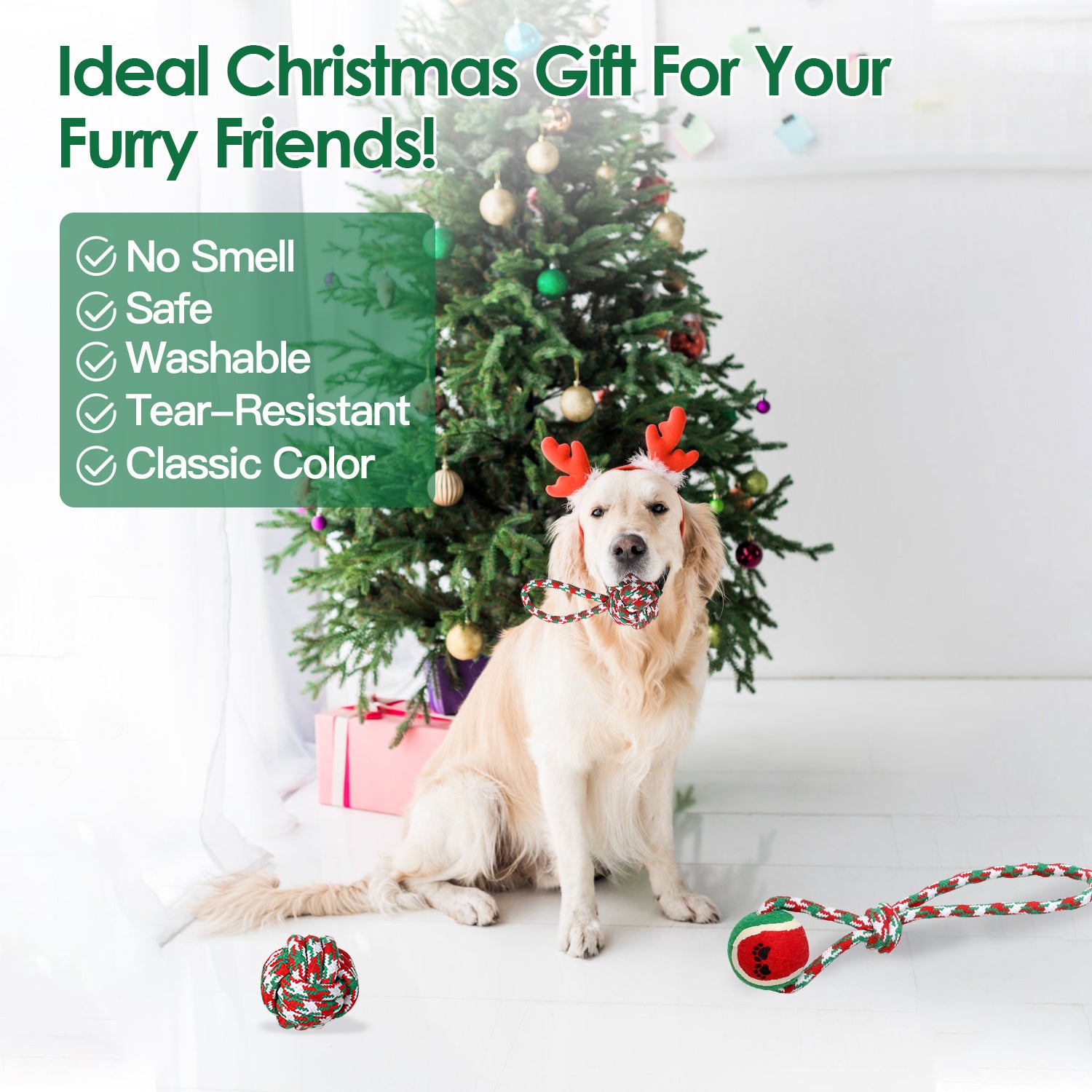 Set of 5 Christmas Dog Rope Chew Toys Interactive Pet Toy Set for Puppies Small Medium Large Dogs Aggressive Chewers Training Teething Toys