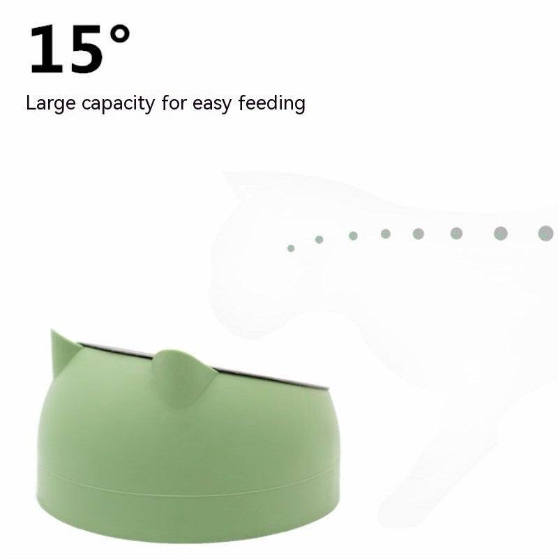 Elevated Double Cat Bowl – Stainless Steel Tilted Feeder for Neck Support