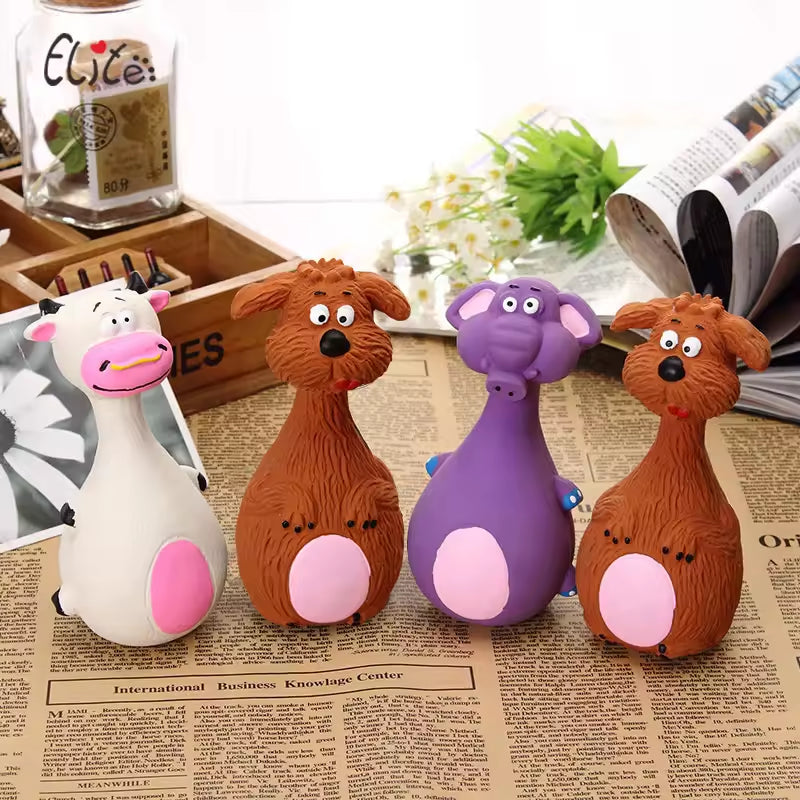 4pcs Dog Chew Toys Latex Squeaky Interactive Toys for Puppies Dental Health Teething Bite Resistant Pet Toys Set