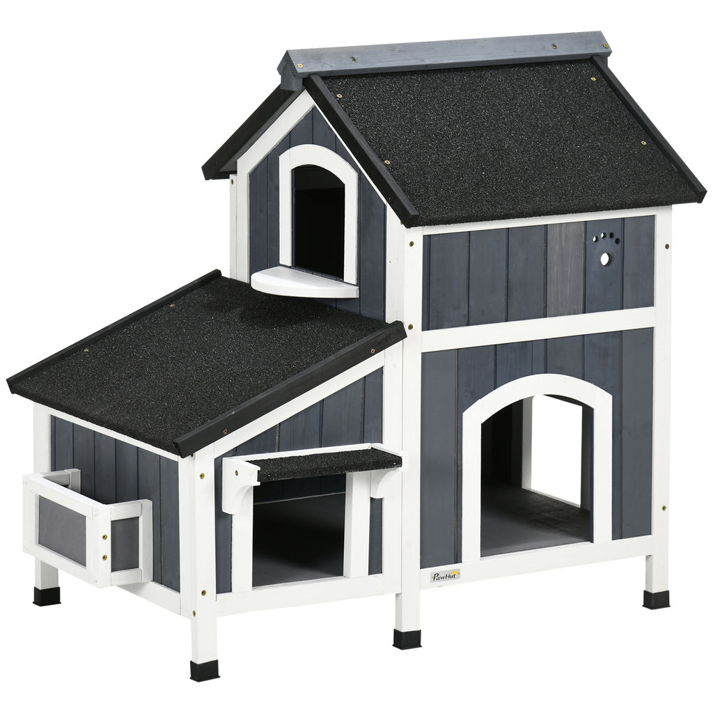 Outdoor Cat House – Weatherproof Cat Shelter with Garden Bed & Multiple Entrances