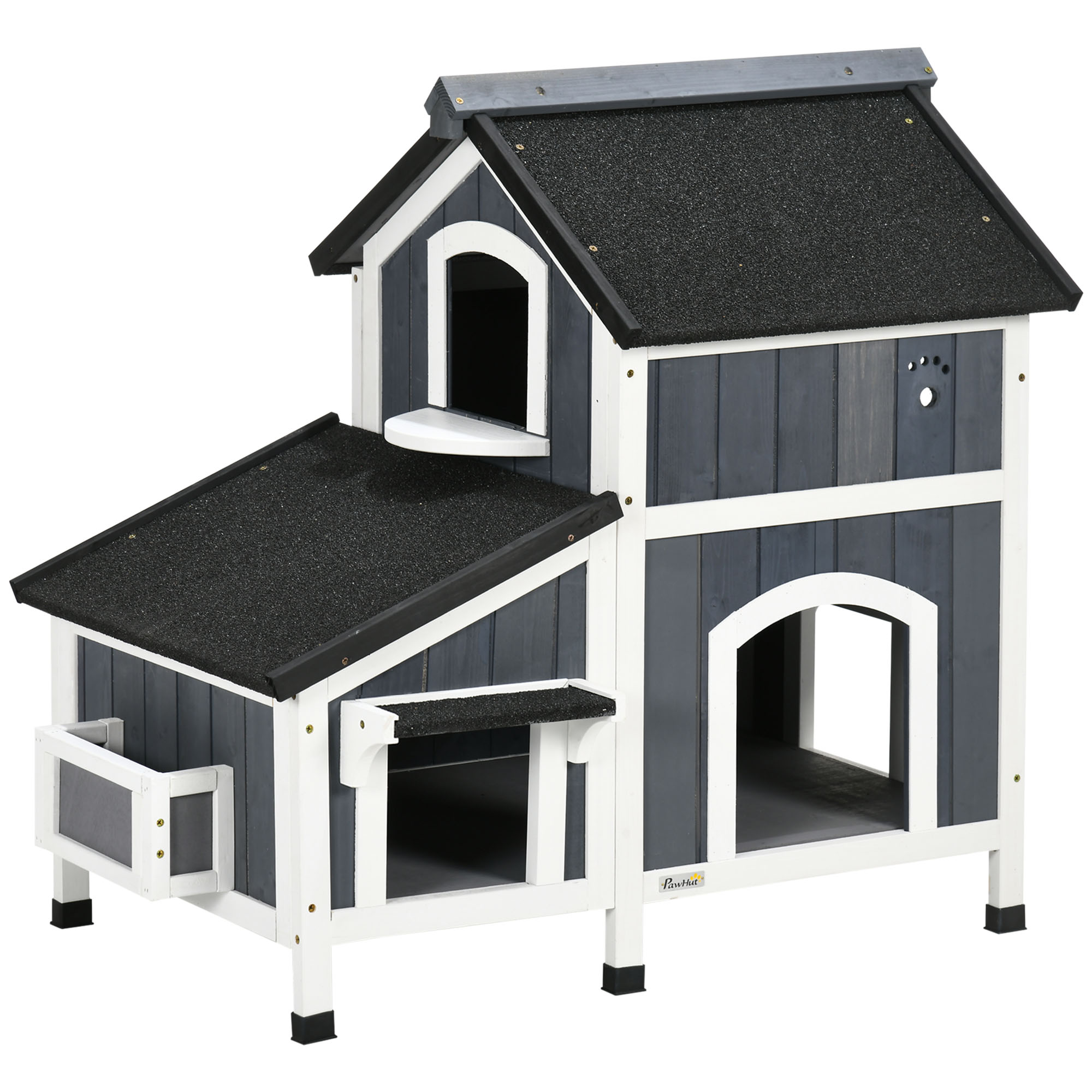Outdoor Cat House – Weatherproof Cat Shelter with Garden Bed & Multiple Entrances